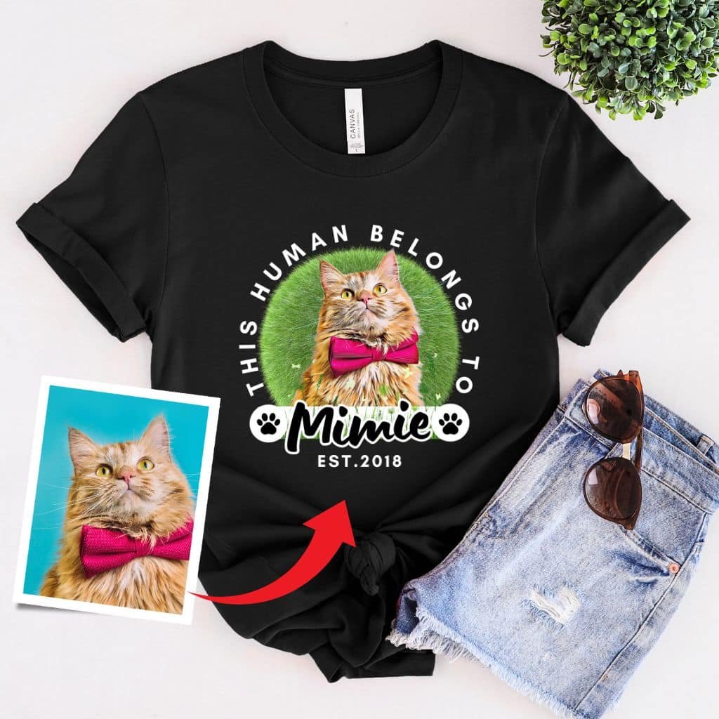 Custom cat portraint shirt, white background