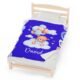 Personalized baby blanket featuring a bear and balloons, customized with the baby's name in blue, size 50x60 inches